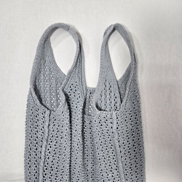 TOAD&CO Gray Recycled Denim Stretchy Crochet Semi-Sheer Tank Top Women's Size M. - Picture 11 of 17